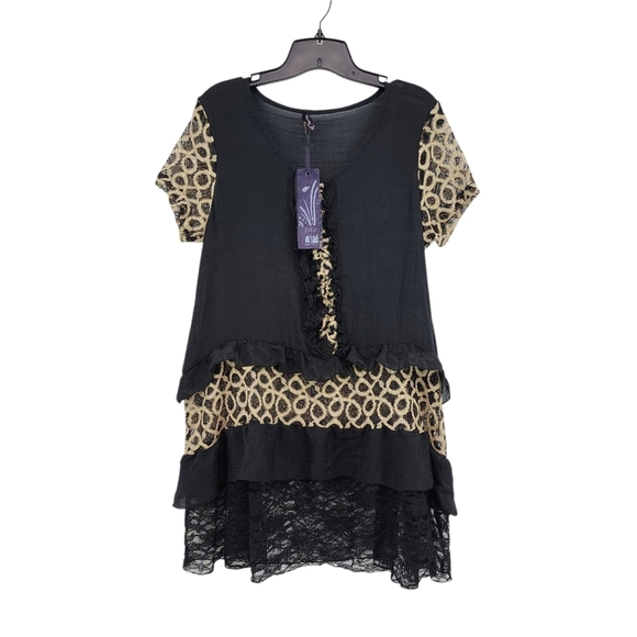 Lily by Firmiana Tops - Lily by Firmiana Vintage Women's Lagenlook A-line Mixed Fabric Tiered Blouse